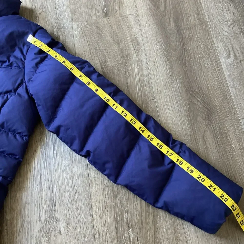 L.L. Bean Down Tek Down Puffer Coat Sz XS Blue Length